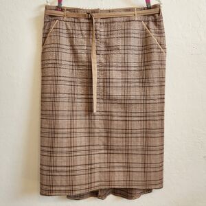 BCBGMaxAzria Brown Plaid Pencil Skirt